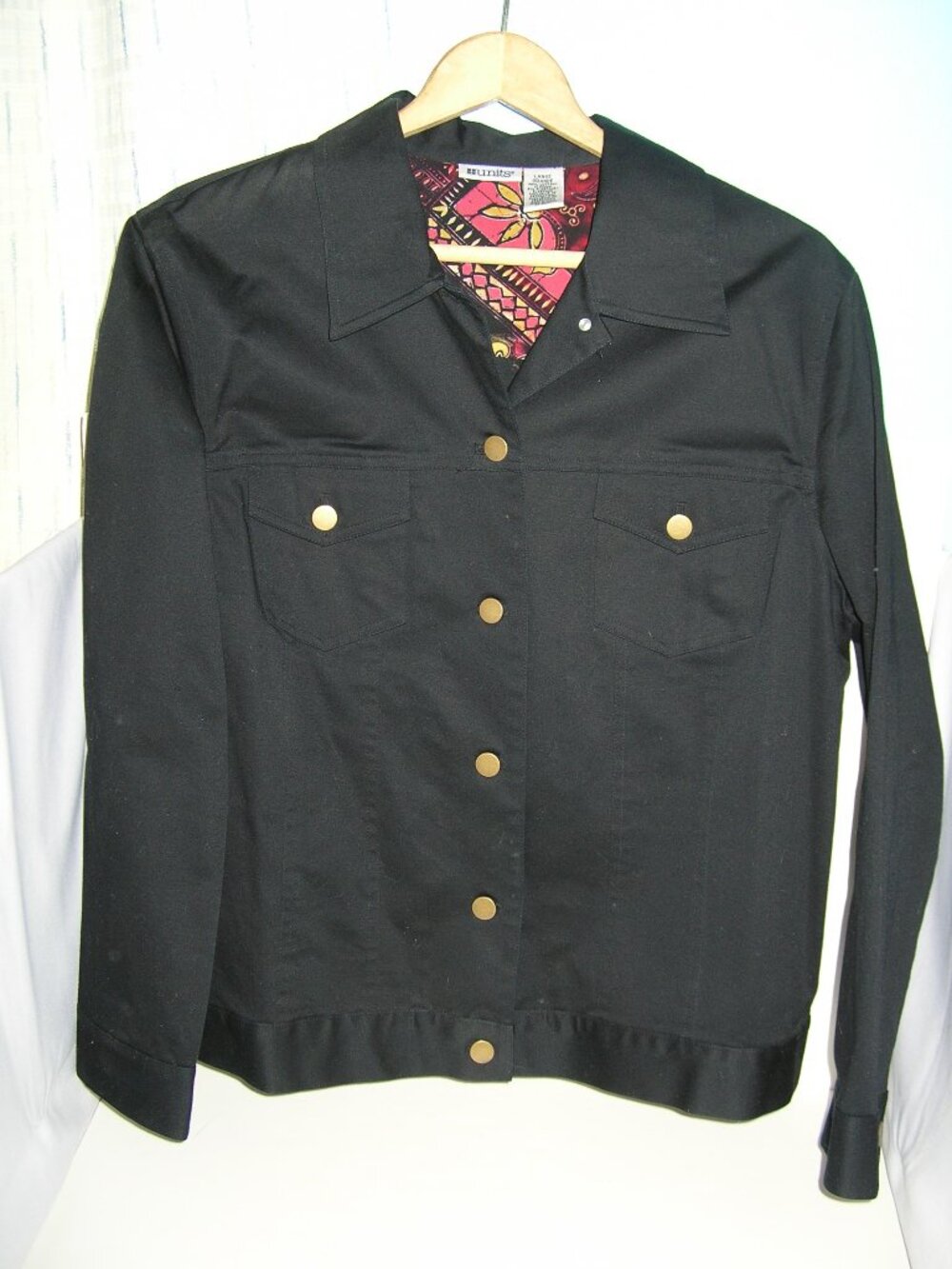 Women's Black Wrangler Style Jacket Large Button Front 2 Chest Pockets NEW 47